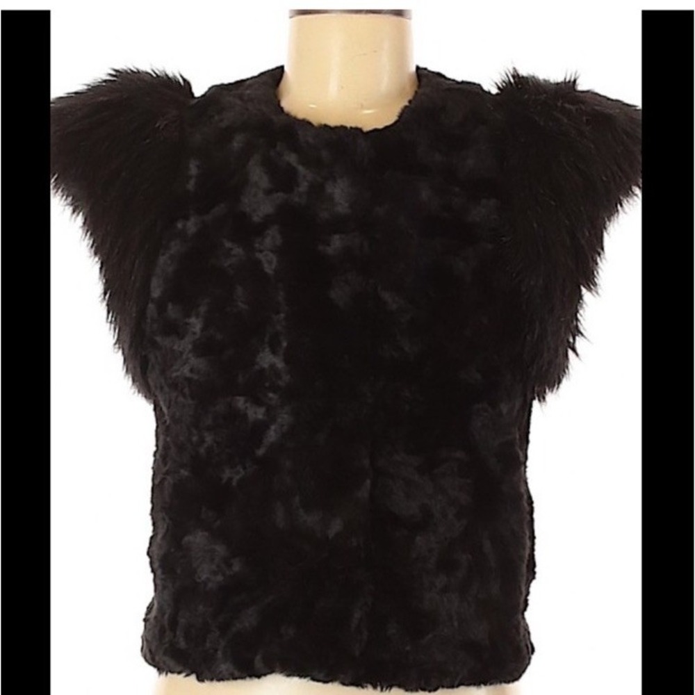 Vintage Women's Skaist Taylor Neiman Marcus Faux Fur‎ Vest Black Medium Pockets - Picture 13 of 16